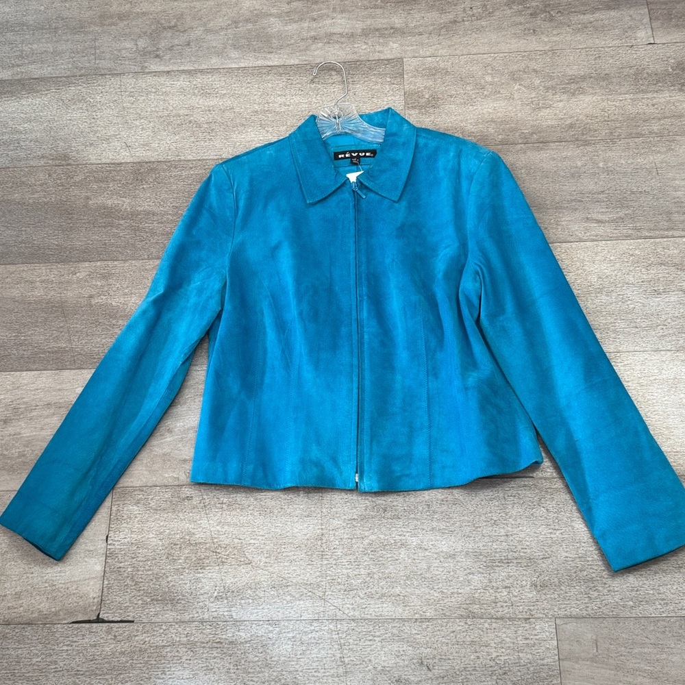 100% leather vintage Turquoise Revue jacket.